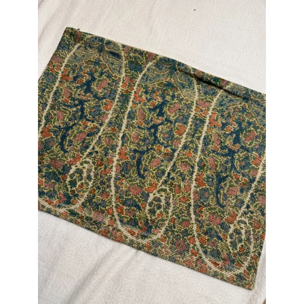 Pottery Barn Accent Pillow Cover 14x19 Multicolor Paisley Linen Cotton Tapestry
